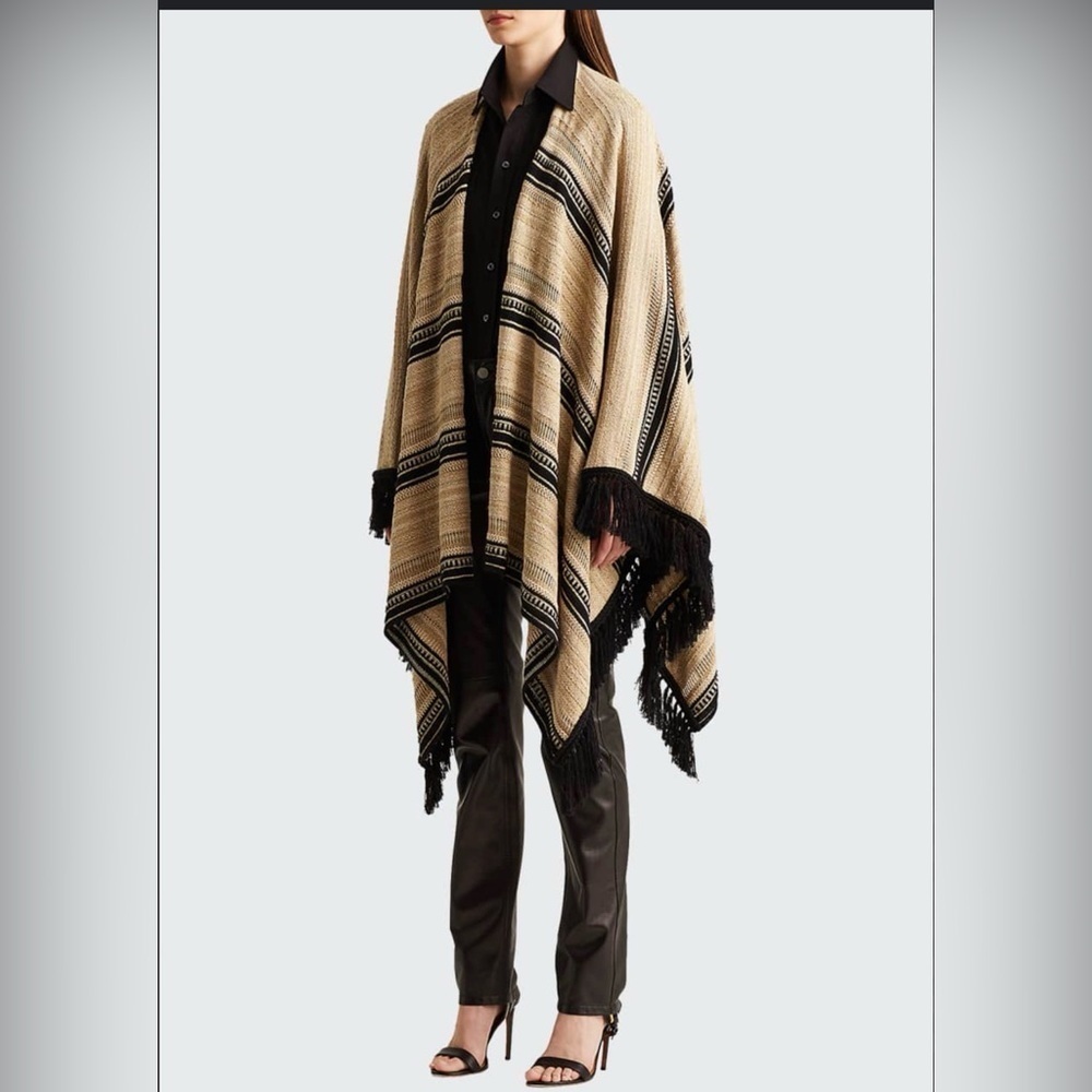 RALPH LAUREN COLLECTION purple label
Ruana Striped Sweater Cape